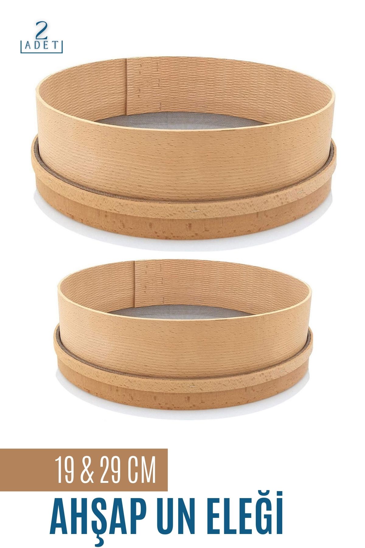 ModaCar Ahşap Un Eleği 19 ve 29 CM 2 li Set 