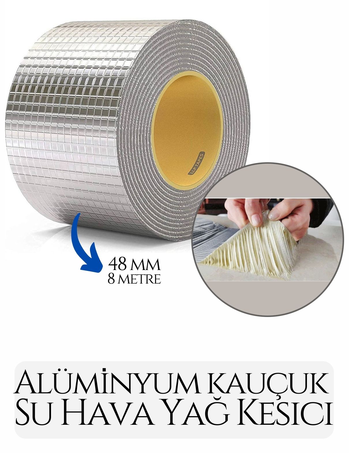 48 mm Su Hava Yağ Kesici İzolasyon Bandı 8 Metre 