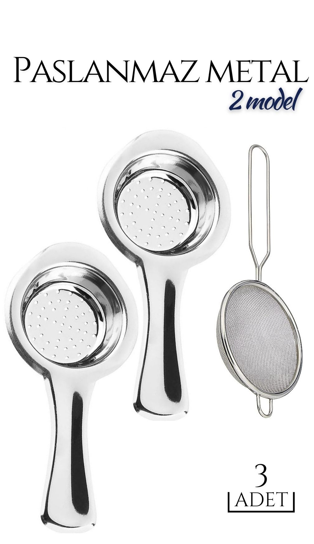 3 lü Set Metal Çay Süzgeci Cabrera Design 