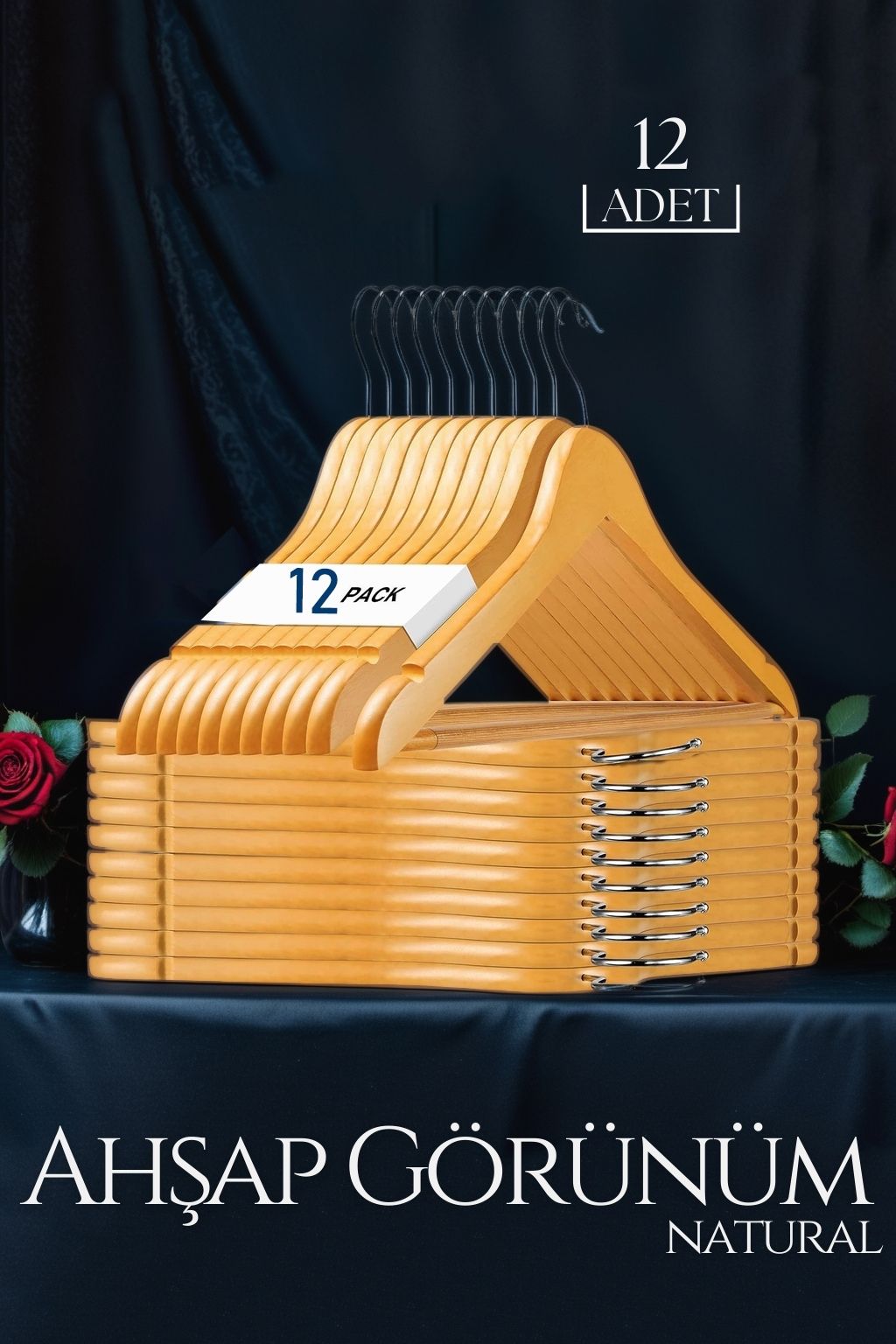 Natural Ahşap Görünüm 12 li Askı Seti Schönbuch Design 