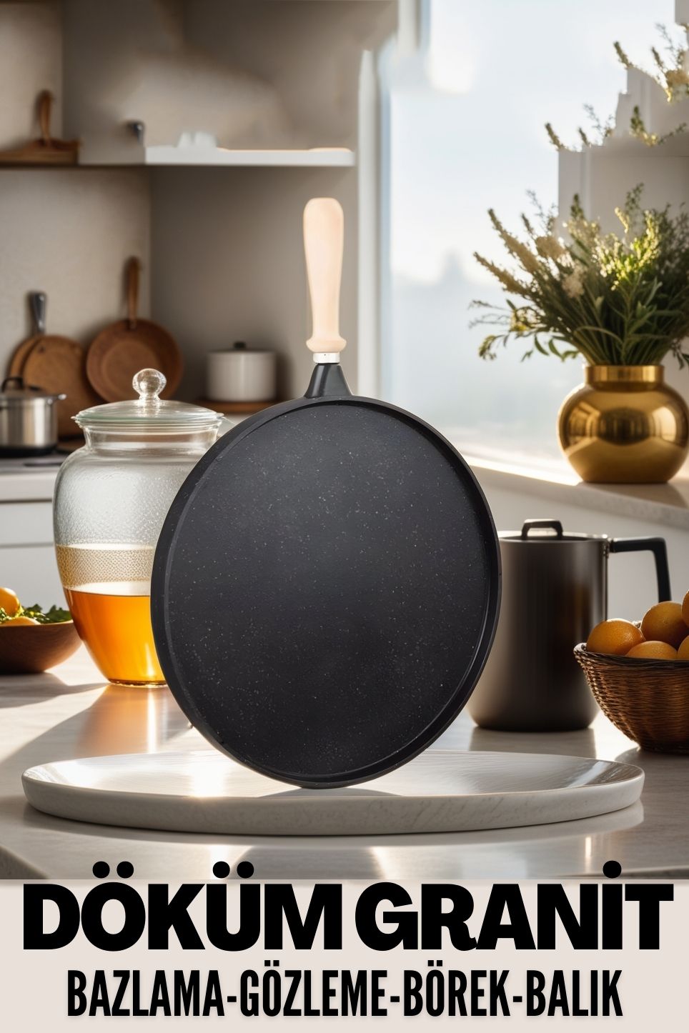 ModaCar Döküm Granit Gözleme Bazlama Tavası 