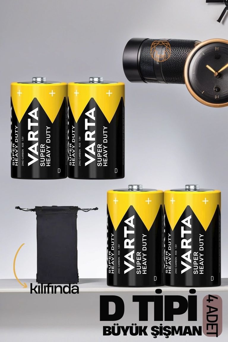 D Tip Büyük Şişman 4 lü Pil Seti Varta