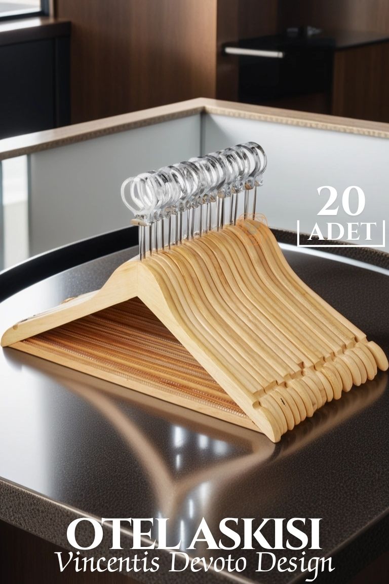 Otel Tip Askı 20 li Set Ahşap Vincentis Devoto Design 