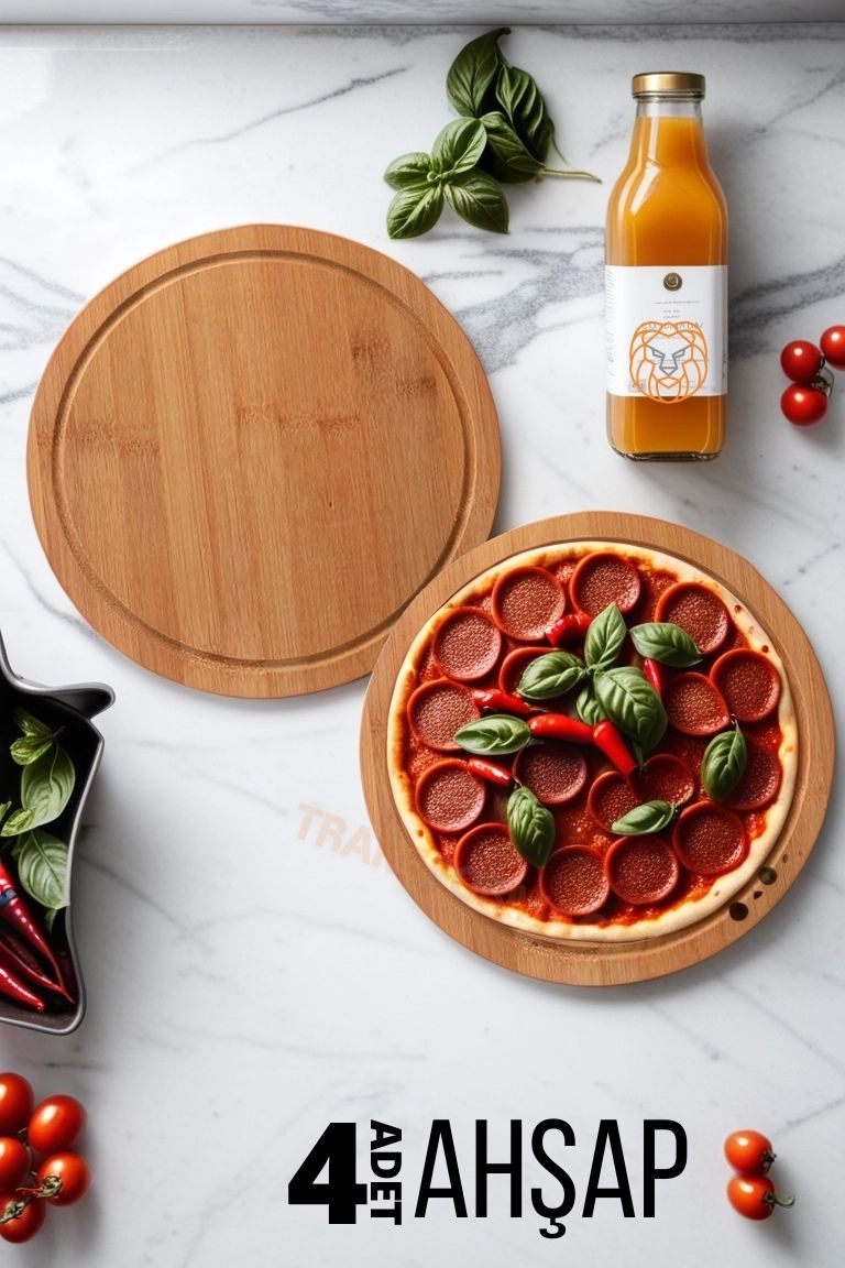 ModaCar Pizza Sunum ve Kesim Tahtası 4 ADET 