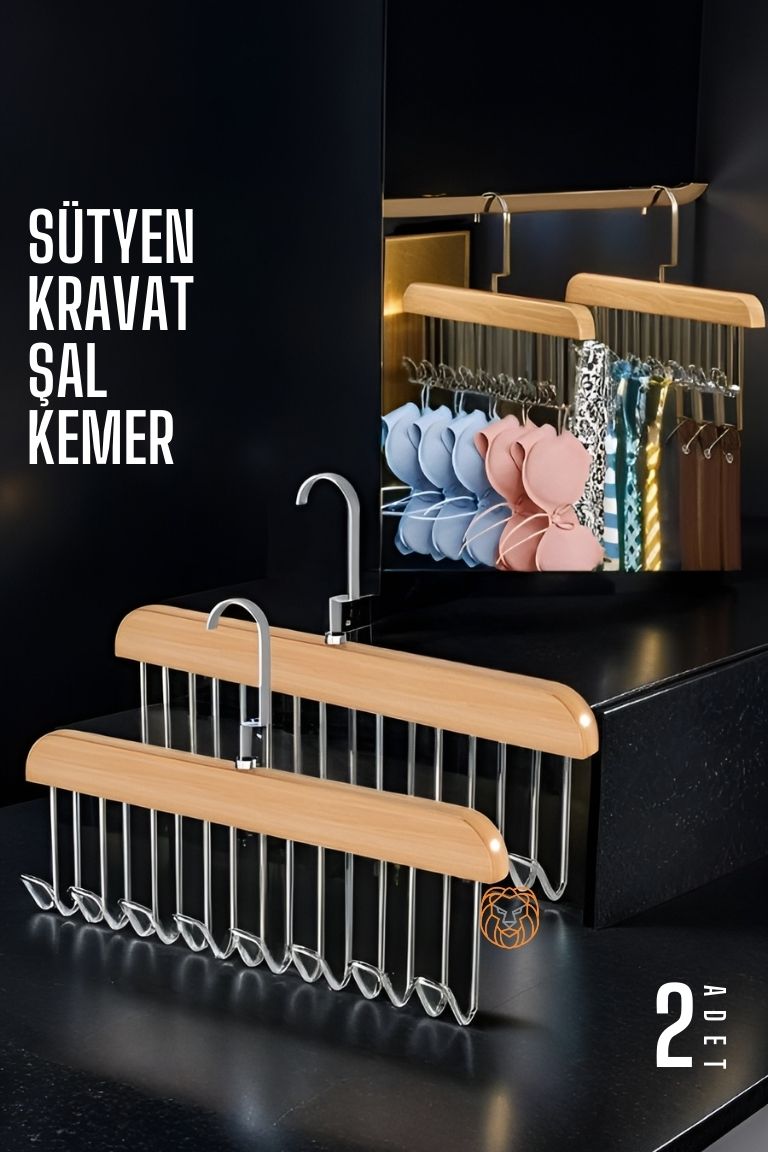 Dolap İçi Askı 2 adet Sütyen Şal Kravat Kemer Çanta
