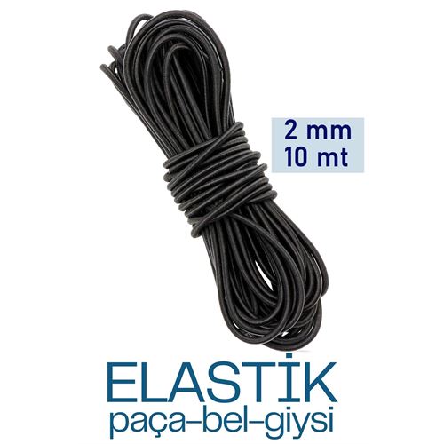 ModaCar Bel Paça Giysi Lastiği 2 mm 10 Mt SİYAH 