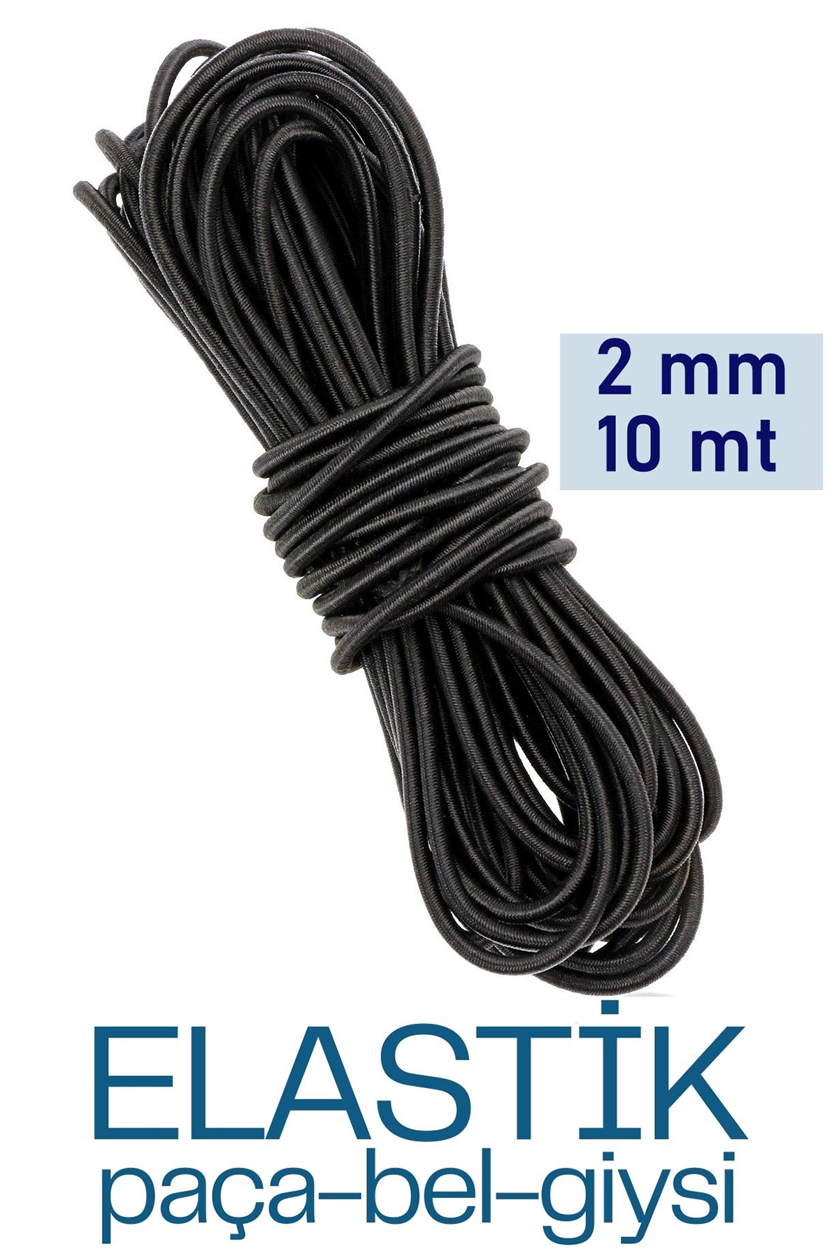 Bel Paça Giysi Lastiği 2 mm 10 Mt SİYAH