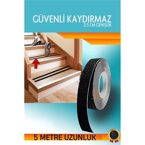 ModaCar Kuvarz Taşlı Kaydırmaz Bant 5 metre x 25 mm Merdiven Bandı 
