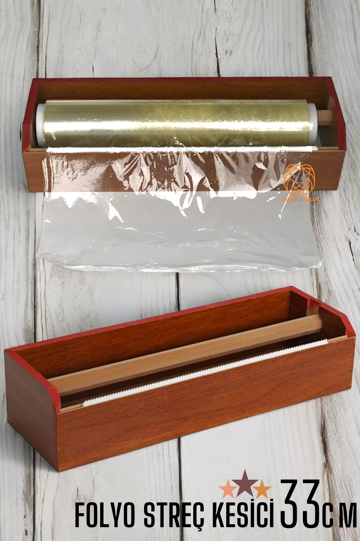 Streç Film Kesici Ahşap Streçlik Folyo Ve Streç Film Kesici 33 Cm