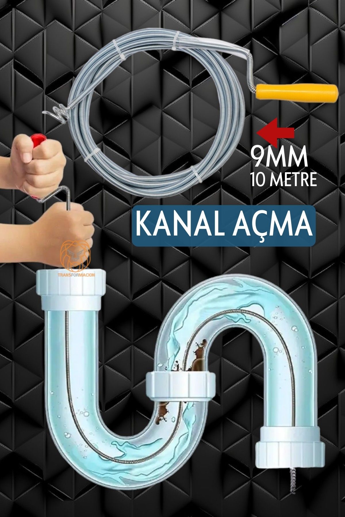 ModaCar Profesyonel Kanal Açma Sprali Kanal Gider Tıkanık Açıcı 10 mt 