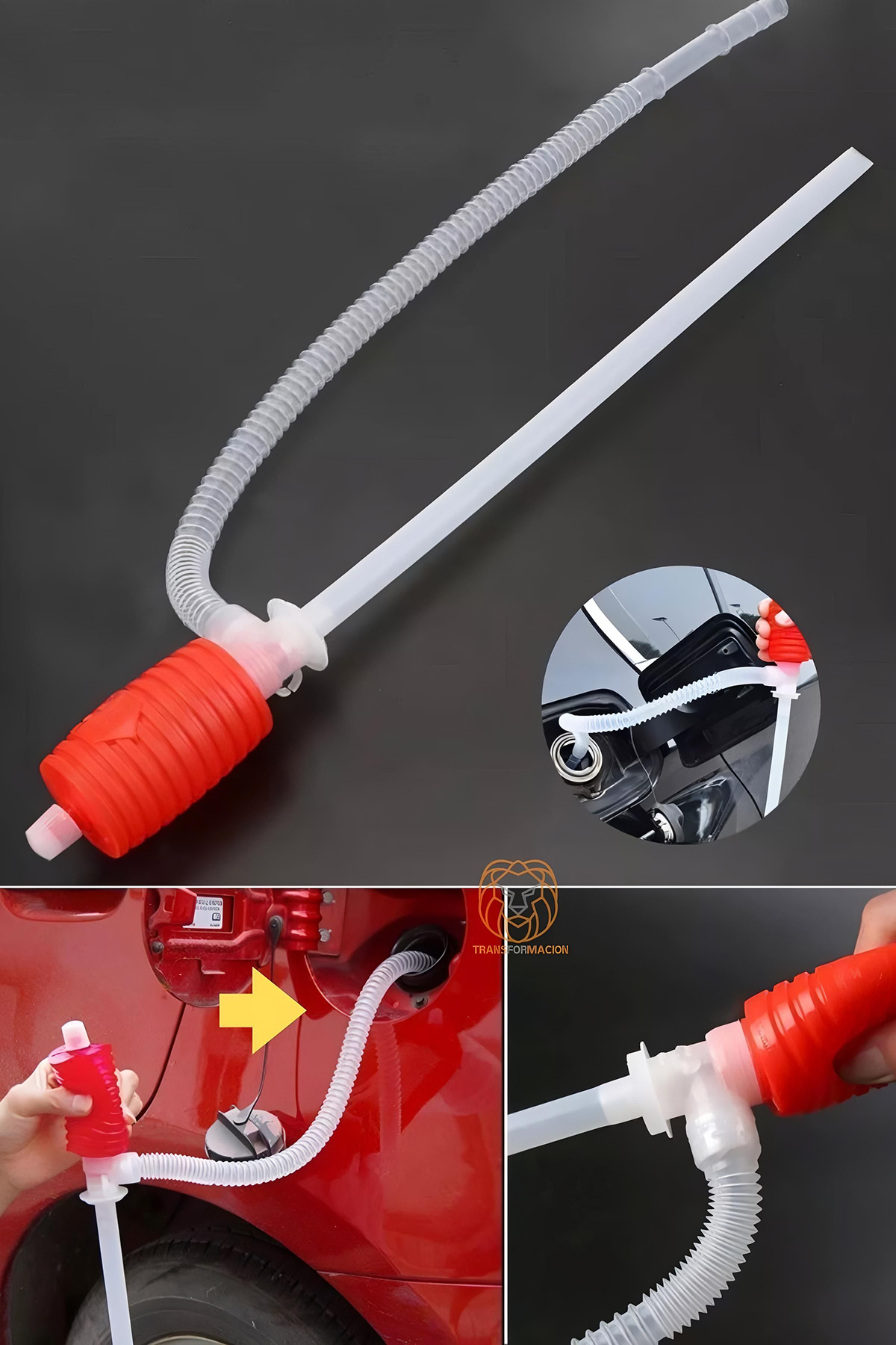  Benzin Yağ  Mazot Sıvı Yakıt Pompası Yarı Manual Taşınabilir Araç Manuel El Sifon Pompası Seti 