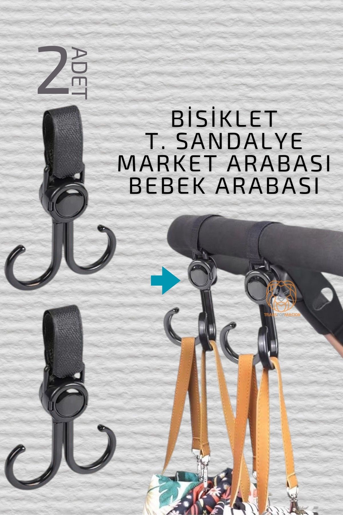 ModaCar Bebek Arabası Askısı Market Arabası Bisiklet T.Sandalye Askısı 2 ADET 