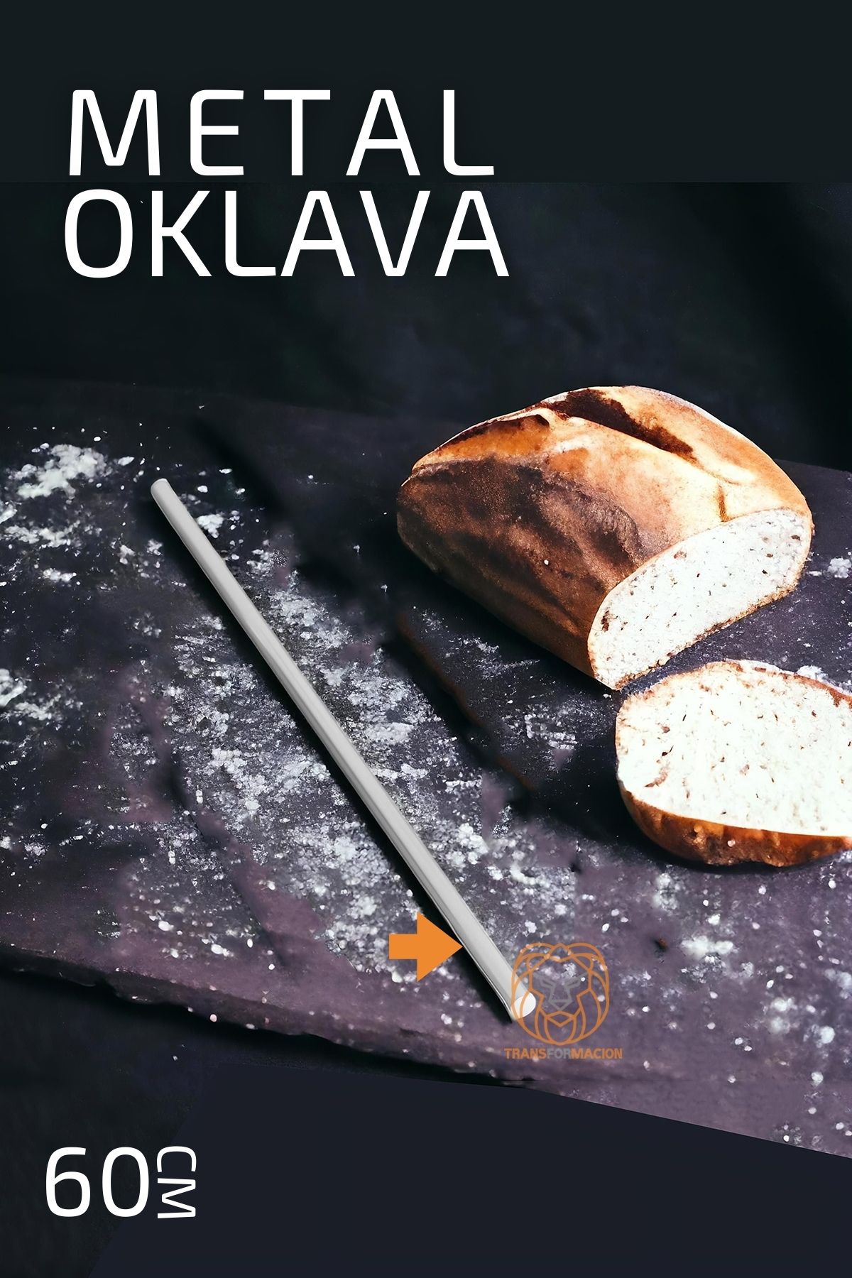 Metal Oklava 60 cm Hamur Açma Oklavası 