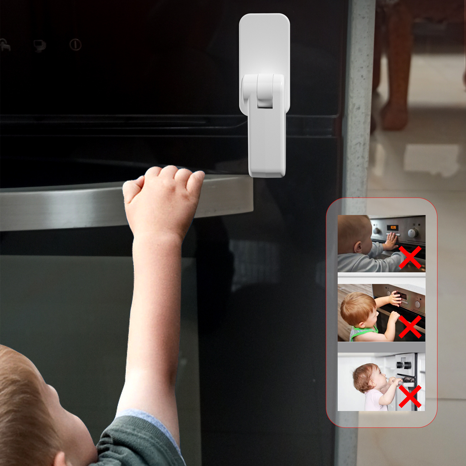 Çocuklara Kapı Kolu ve Fırın Kapağı Güvenlik Kilidi 720813