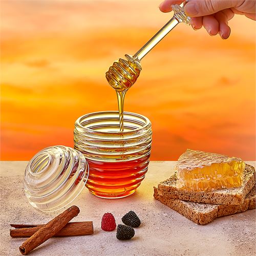 TransForMacion Kaşıklı Kristal Bal Kavanozu Reçel Pekmez Sos Kavanozu 720815