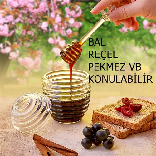 TransForMacion Kaşıklı Kristal Bal Kavanozu Reçel Pekmez Sos Kavanozu 720815
