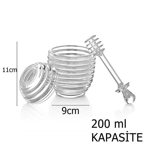 TransForMacion Kaşıklı Kristal Bal Kavanozu Reçel Pekmez Sos Kavanozu 720815