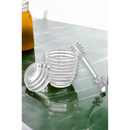 TransForMacion Kaşıklı Kristal Bal Kavanozu Reçel Pekmez Sos Kavanozu 720815