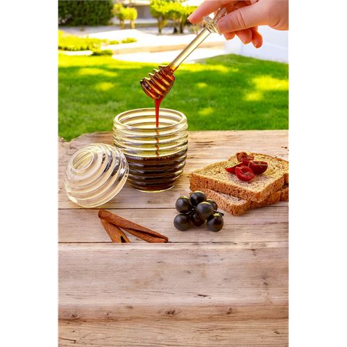TransForMacion Kaşıklı Kristal Bal Kavanozu Reçel Pekmez Sos Kavanozu 720815