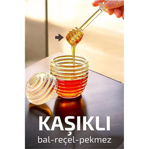 TransForMacion Kaşıklı Kristal Bal Kavanozu Reçel Pekmez Sos Kavanozu 720815