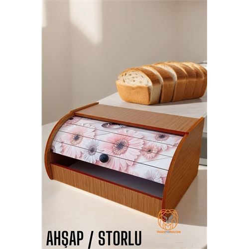 ModaCar Ekmek Dolabı Storlu Ahşap ÇİÇEKLİ 