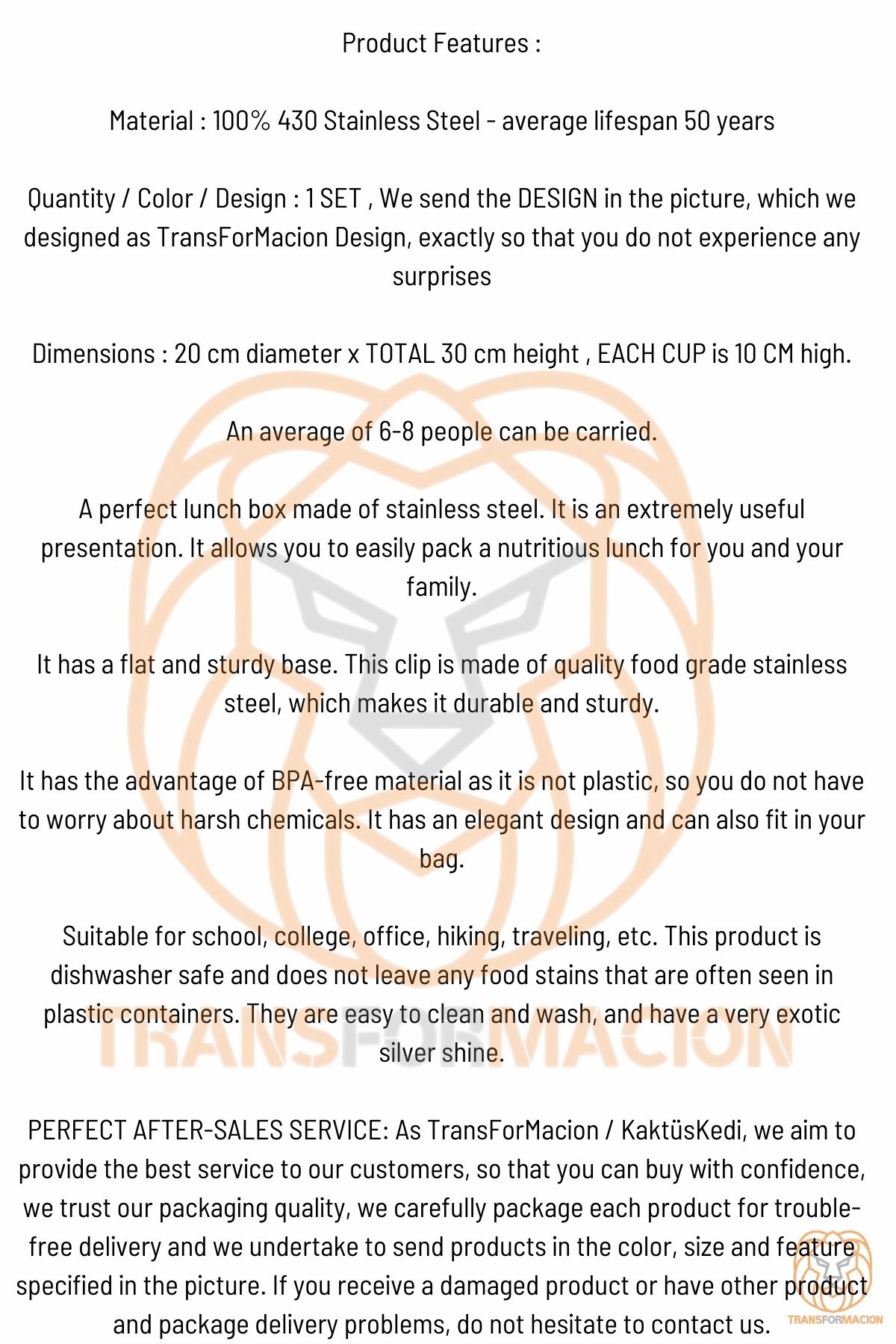 Sefer Tası Endüstriyel Yemek Kabı 430 Paslanmaz Çelik  XXL 20X10 CM 720829