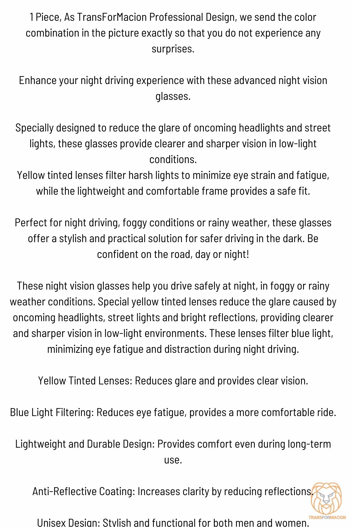 Güvenli Gece Sürüş Görüş Gözlüğü Sis Far Işık Önleyici Anti-Fog Gözlük  720834