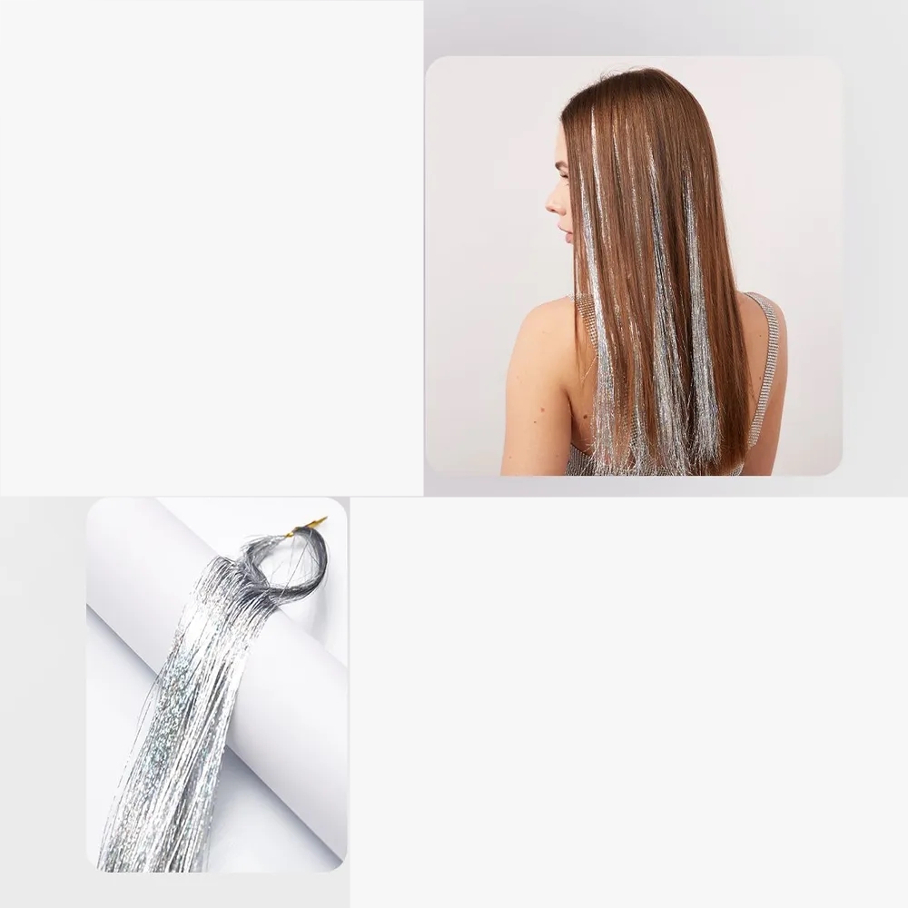 TransForMacion Saç Simi Gümüş Işıltılı Hologram 90 cm Hair Tinsel 720853