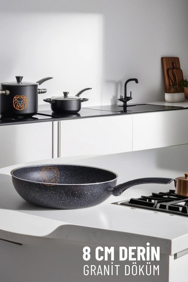 8 Cm Derin Wok Tava Granit Döküm L.Kinnaird 