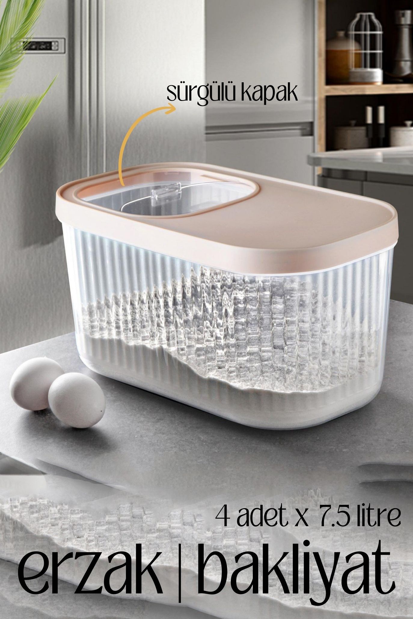 MultiBox Erzak Bakliyat Kutusu Sürgülü Kapak 7.5 Litre 4 ADET 