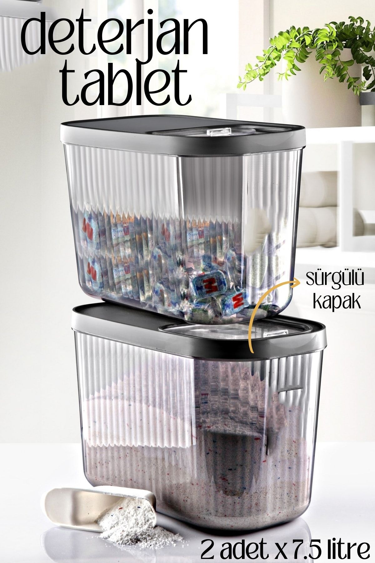 MultiBox Deterjan Tablet Kutusu Sürgülü Kapak 7.5 Litre 2 ADET 