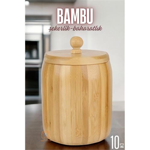 ModaCar Bambu Şekerlik Baharatlık Çok Amaçlı Ahşap Saklama Kabı 10 CM 