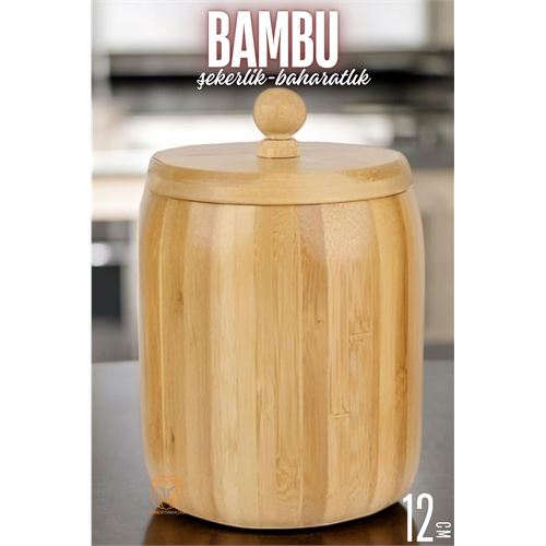 ModaCar Bambu Şekerlik Baharatlık Çok Amaçlı Ahşap Saklama Kabı 12 CM 