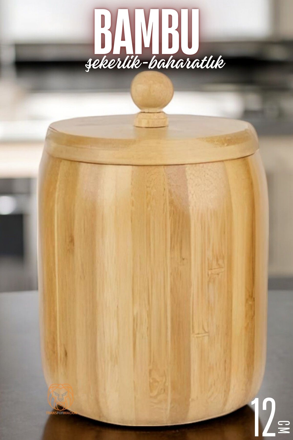 ModaCar Bambu Şekerlik Baharatlık Çok Amaçlı Ahşap Saklama Kabı 12 CM