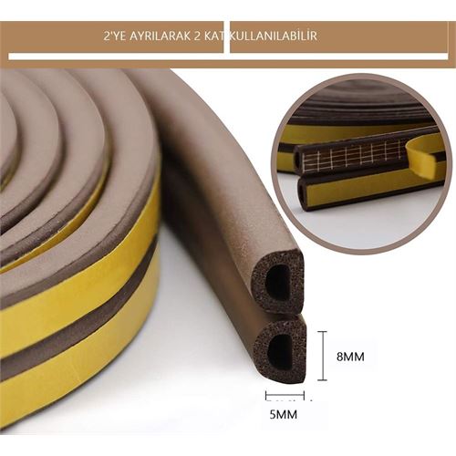 TransForMacion D Tip Kapı Pencere Ses Isı Yalıtım Bandı EPDM Kauçuk 22 Metre 718912