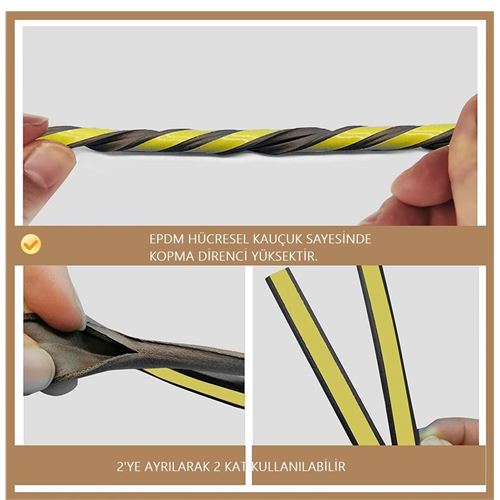 TransForMacion D Tip Kapı Pencere Ses Isı Yalıtım Bandı EPDM Kauçuk 22 Metre 718912