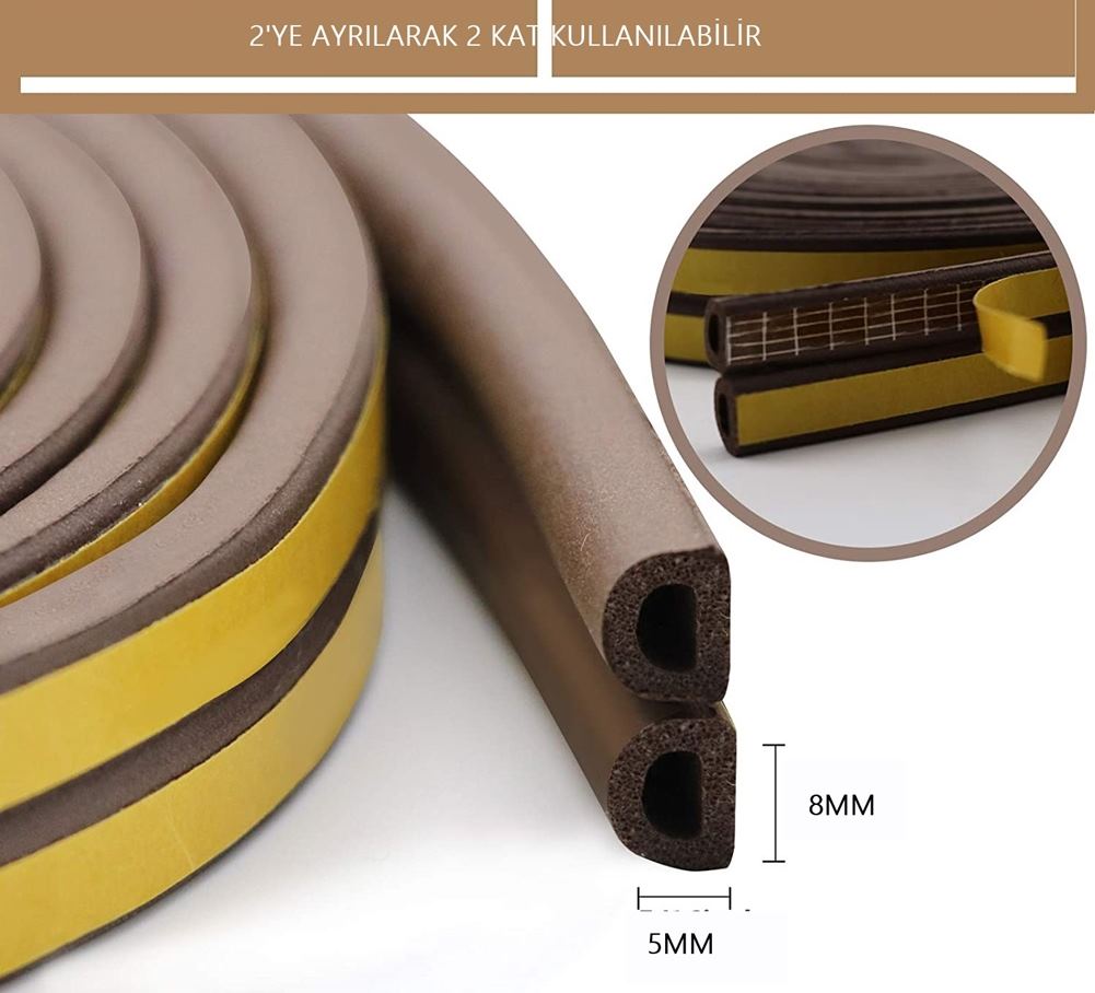 TransForMacion D Tip Kapı Pencere Ses Isı Yalıtım Bandı EPDM Kauçuk 22 Metre 718912