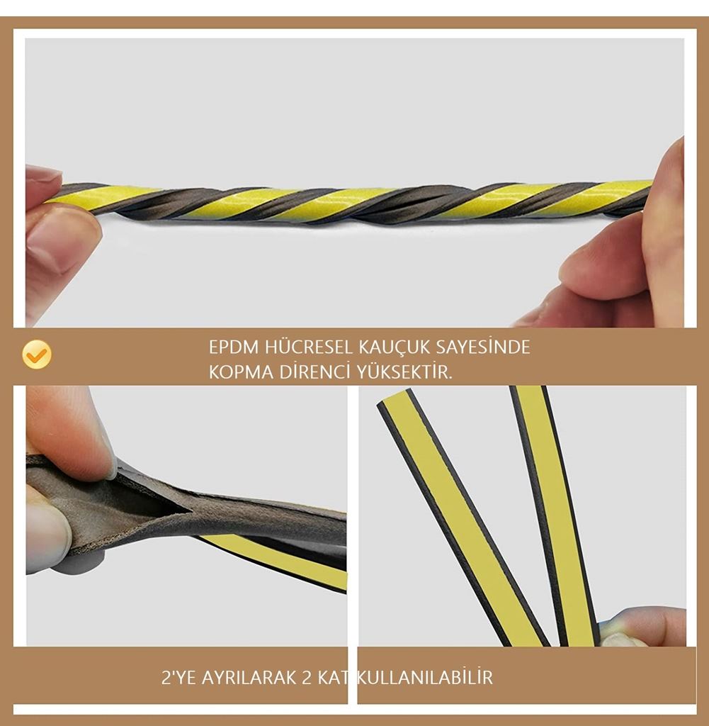 TransForMacion D Tip Kapı Pencere Ses Isı Yalıtım Bandı EPDM Kauçuk 22 Metre 718912