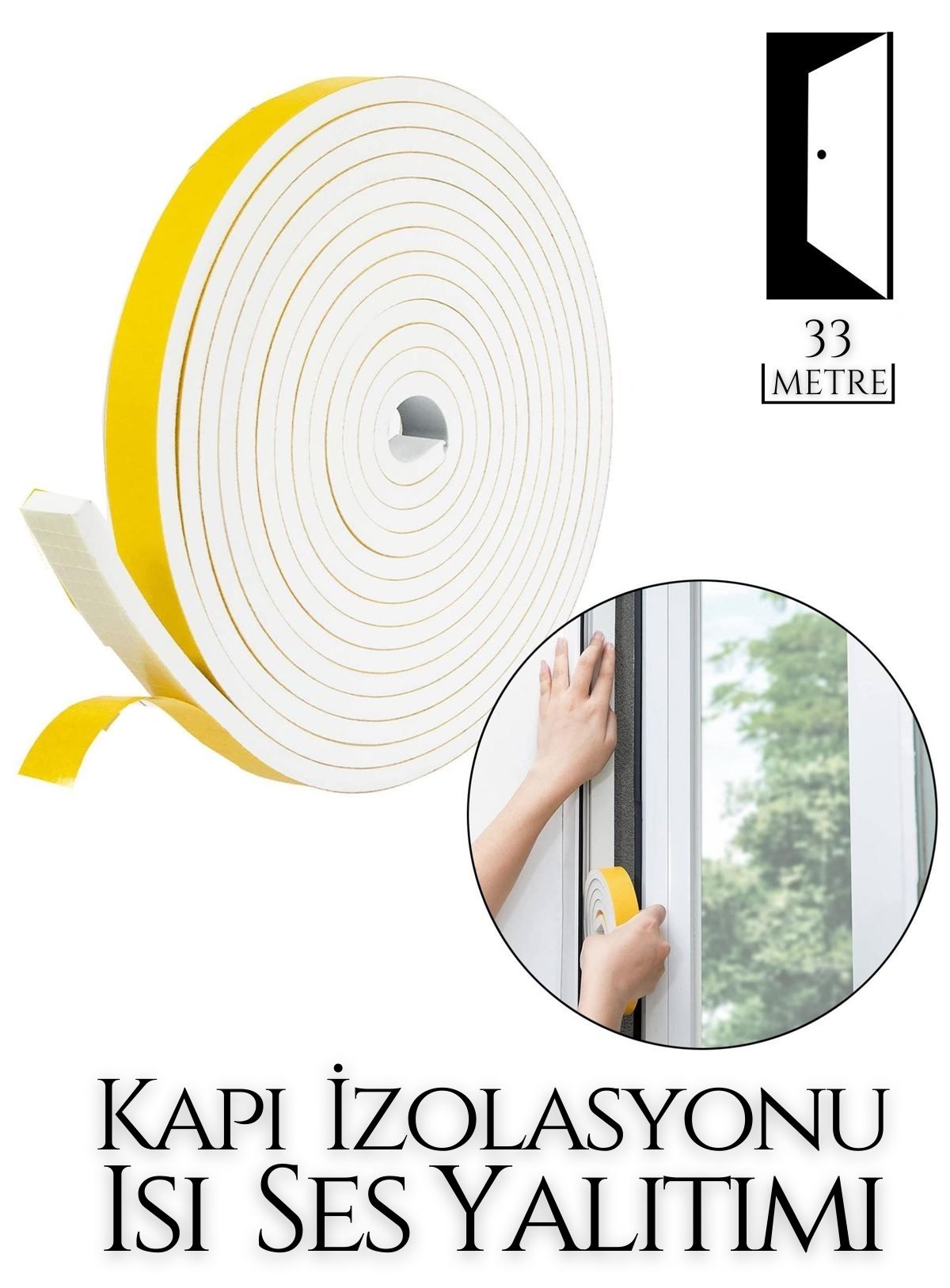 Kapı Ses Isı Yalıtım Sünger Bant 33 METRE 