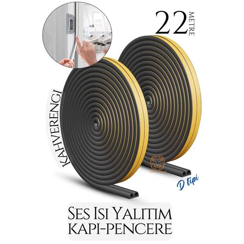 ModaCar D Tip Kapı Pencere Ses Isı Yalıtım Bandı EPDM Kauçuk 22 Metre 
