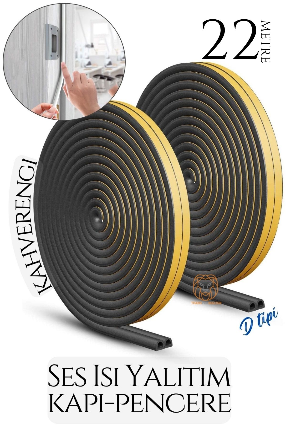 ModaCar D Tip Kapı Pencere Ses Isı Yalıtım Bandı EPDM Kauçuk 22 Metre 