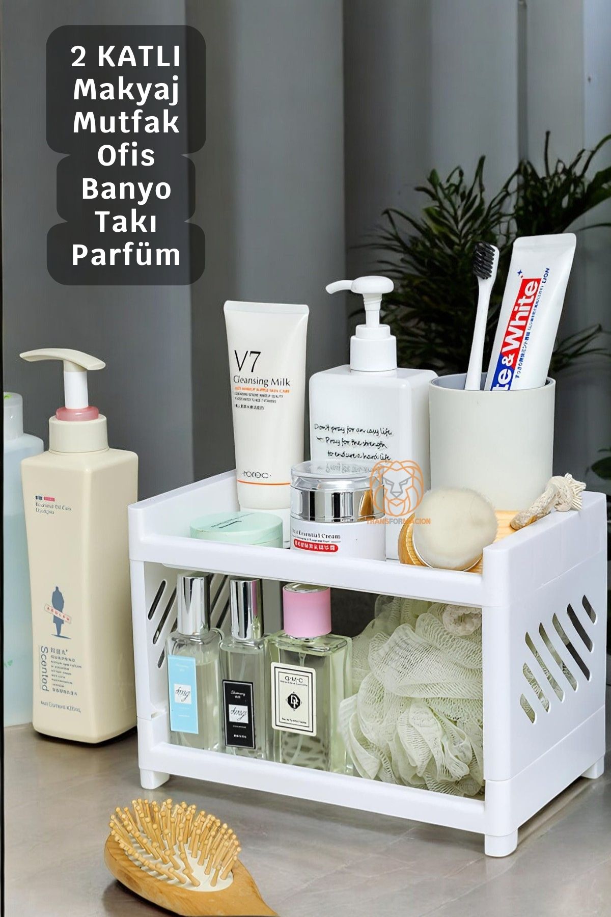 TransForMacion Organizer 2 Katlı Raf Mutfak Rafı Banyo Ofis Masa Rafı 720904
