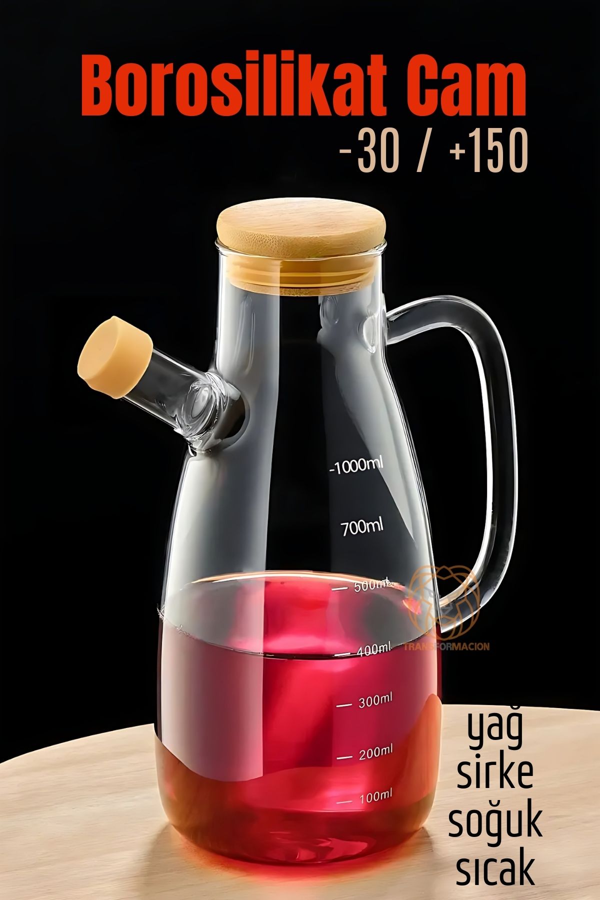TransForMacion Yağ Sirke Şişesi Borosilikat Cam 1000 ML  A.Verbrugge Design 720946