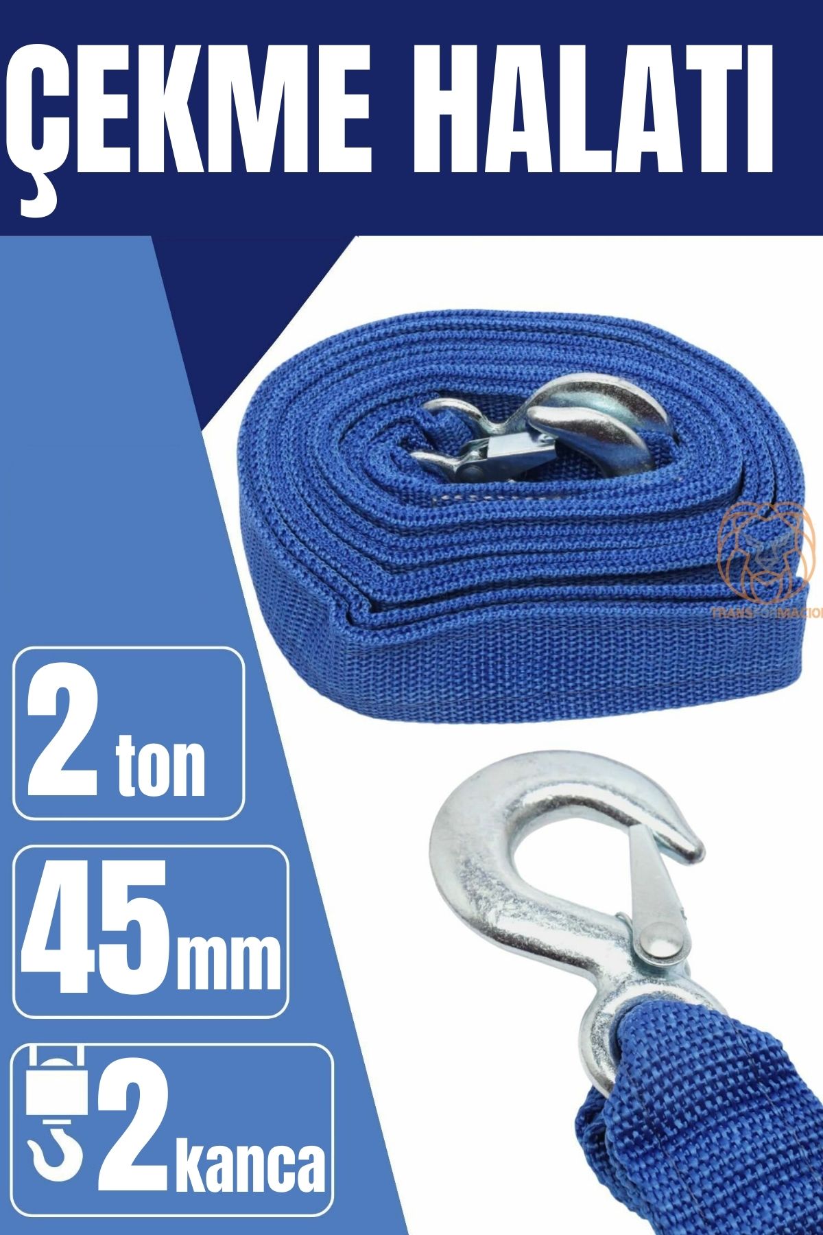 Modacar Çekme Halatı Driver 2 Ton 4 Metre Kemer Model Araç 