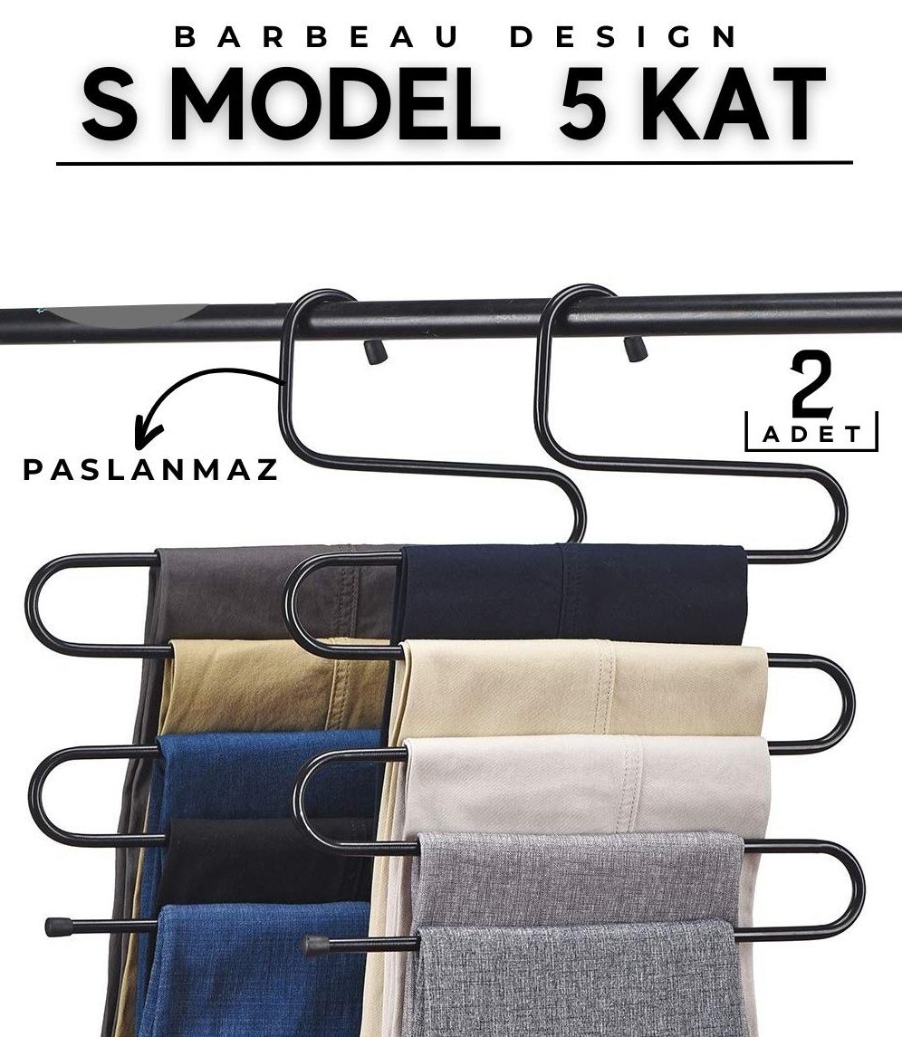 ModaCar Barbeau Black 2 li 5 Kat Pantolon Askısı 