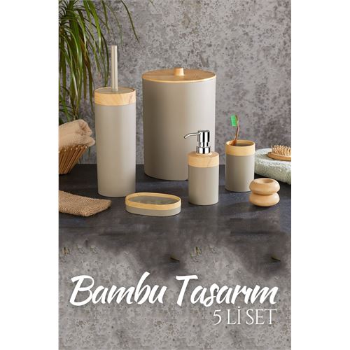 ModaCar 5 li Banyo Seti Bambu Design LATTE 