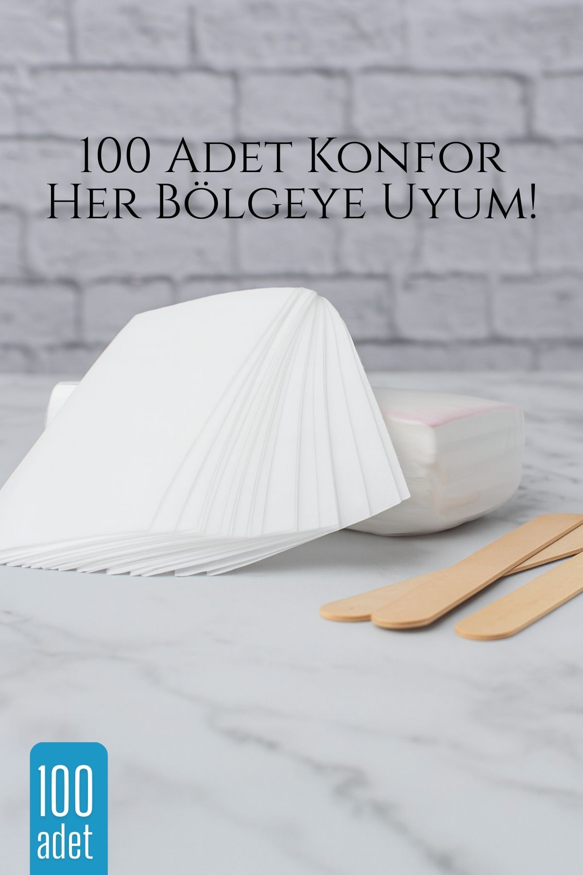 100'lü Ağda Bezi Seti + Spatula | Her Bölgeye Uyumlu | Evde Pratik Tüy Alma İçin 