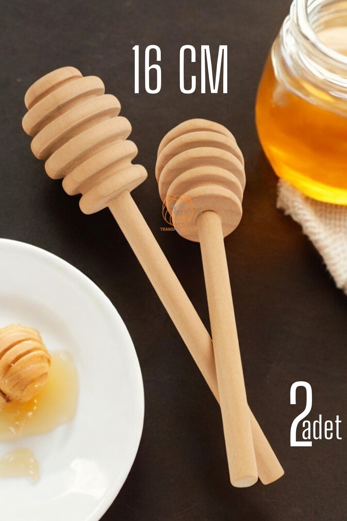 ModaCar Bal Kaşığı Ahşap Uzun 16 CM Bal Damlatıcı Kaşık 2 ADET 