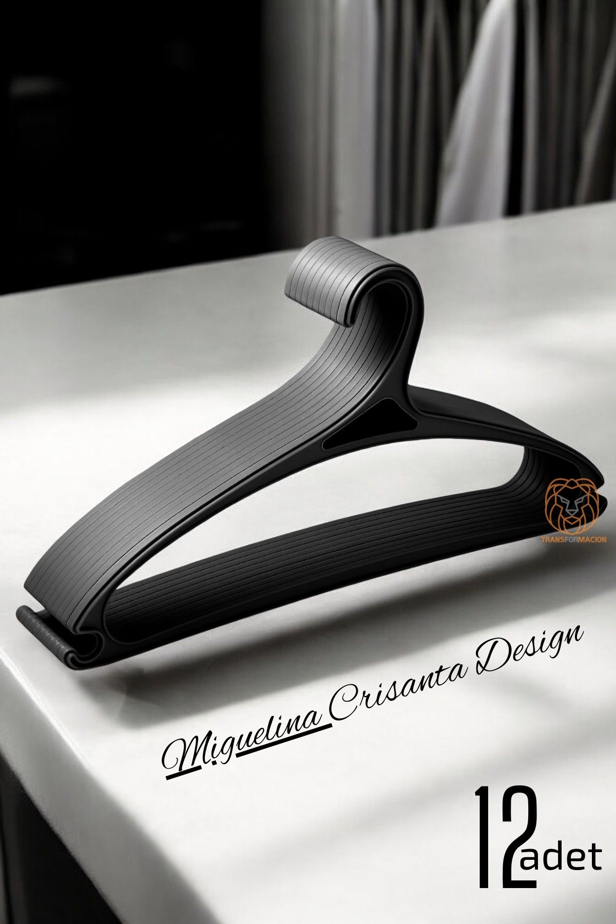 Tasarım Askı Seti 12 ADET Elbise Askısı M.Crisanta SİYAH 