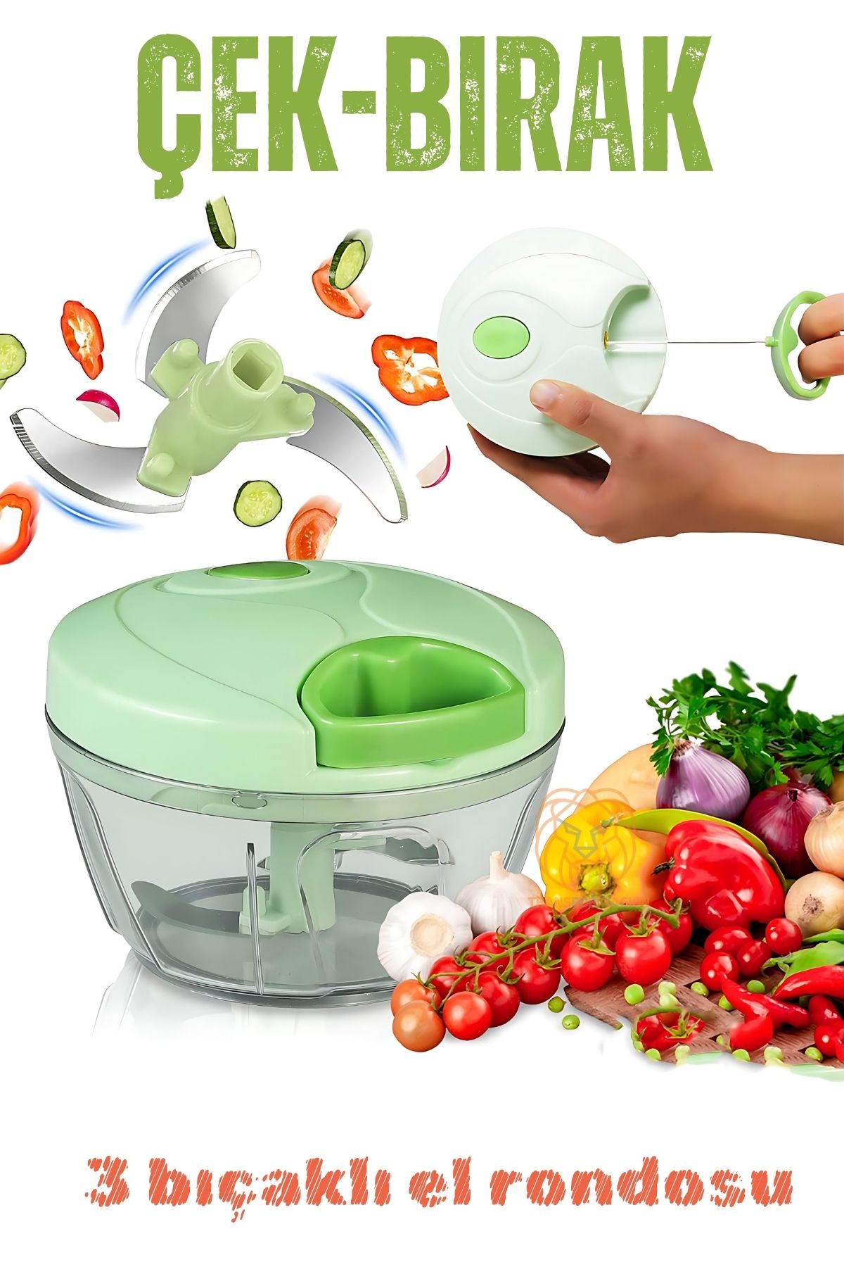 İpli El Rondosu Çek Bırak El Rondosu 3 Bıçaklı 8x12 CM 